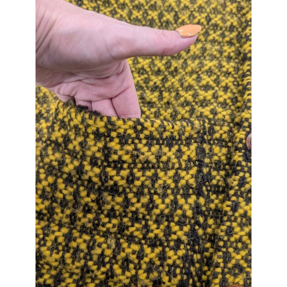 Ends Of The Earth 100% Wool Handmade in Ecuador Yellow Black Button Coat Size L - Picture 4 of 10